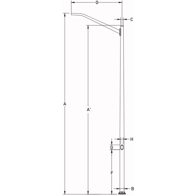 Palo Conico in Alluminio da 20-40 Piedi, Montaggio a Flangia di Base