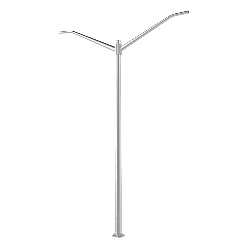 Palo Conico in Alluminio a Doppio Braccio da 20-40 Piedi, Montaggio a Flangia di Base